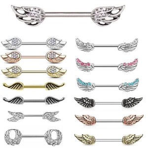 Anillo de pezón de ala de Ángel <span class=keywords><strong>Piercing</strong></span> de pezón de moda joyería de cuerpo de alta calidad al por mayor - Product Image 1