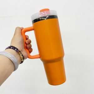 Custom LogoBulk Stainless Steel Powder Coated Orange Pumpkin H2.0 40oz <b>Mirror</b> Black Plated Blank Halloween Tumbler with Lids - Product Image 3