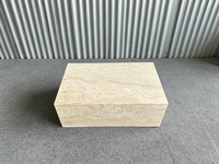 Table basse rectangulaire en travertin beige naturel Wabi Sabi, table centrale en pierre, taille personnalisée, meubles de salon