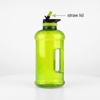 Bouteille d'eau de 2,2 L (64 oz) noire, grande capacité, anti-fuite, personnalisable pour la salle de sport, avec manchon au choix
