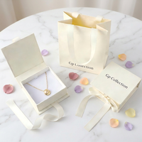Boîte d'emballage pour bijoux en carton rigide recyclable personnalisée avec pochette à tiroir doublée d'éponge Emballage en papier personnalisé