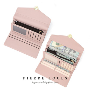 Portefeuille long à trois volets pour femme Pierre Loues, 7 pouces, fermoir en forme de cœur perlé, sac à main en cuir PU, utilisation quotidienne - Product Image 2