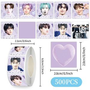 500 pegatinas/rollo KPOP Straykids IVE RIIZE ITZY STAYC NT DREAM Wish Karina Ins <span class=keywords><strong>Jungwon</strong></span> Stayc TWS ZB1 Kickflip Decor Decal - Product Image 5