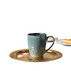 Taza de Café y Té de Cerámica con Esmalte Azul Celeste de Lujo, con Diseño de Estrellas, Apta para Microondas, Portátil, Regalo Empresarial - Product Image 1