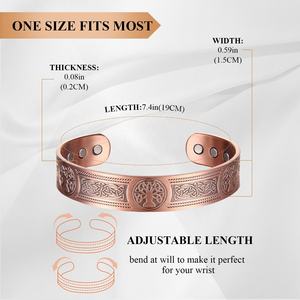 Gioielli di moda in rame braccialetti accessori albero della vita inciso polsino vichinghi magnetici in rame braccialetti uomini - Product Image 2