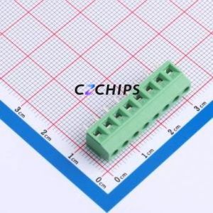 DB125-3.81-8P-GN-S Screw Terminal Block Through hole Component (THT),P=3.81mm Connector 1x8P 3.81mm Green Through Hole - Product Image 1