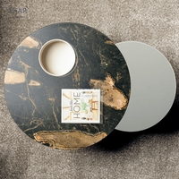 Nouveau design Ensemble de table basse en marbre moderne irrégulier-Combinaison élégante de verre et de marbre pour les espaces de vie table basse en verre