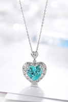 Bijoux de luxe pendentif en forme de coeur Halo bijoux en argent sterling 925 collier à breloques Paraiba
