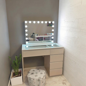 Modern Makeup Vanities High Gloss 5 <strong>Drawers</strong> <strong>Small</strong> Dressing Table Mirror Table Vanity Desk for Makeup Set Bedroom Furniture - Product Image 5