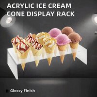 Présentoir Moderne en Acrylique pour Cornets de Glace – Idéal pour Magasins de Crèmes Glacées, Boulangeries, Buffets, Mariages, Comptoirs et Expositions Alimentaires