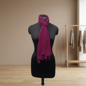 Écharpe en soie unie à pompons, légère, pour femme, usage quotidien, cadeau - Product Image 2
