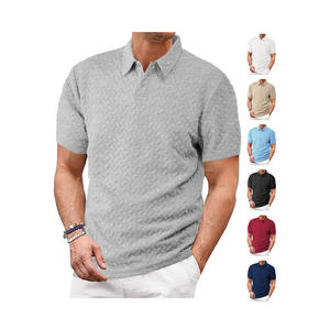Polo de Verano para Hombre, Transpirable, Delgado, de Color Sólido, Tejido Jacquard, Corte Holgado, Casual, Blanco, Azul Marino, Negro - Product Image 4