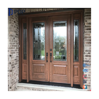 Puerta de Madera Maciza de Roble Rojo Revestida de Aluminio PDP, Puertas Dobles Abatibles para Patio Exterior para Casa o Villa