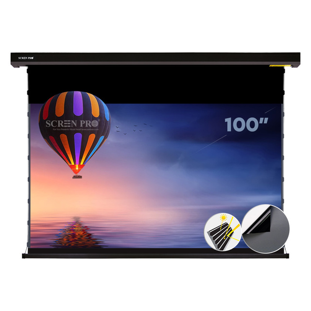 100-Inch Electric Drop-Down Projector Screen ALR CLR Tab-Tensioned Anti-Light Screen for UST Ultra Short Throw Projectors