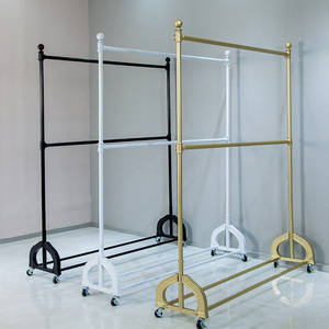 Exhibidor de Ropa de Doble Capa y Doble Poste con Ruedas para <span class=keywords><strong>Tiendas</strong></span> de Ropa, para Niños y Mujeres - Product Image 4