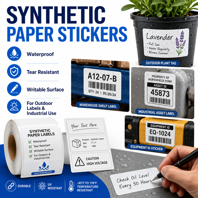 Custom PET Waterproof Writable Tear Resistant Adhesive Stickers with Die Cut Labels for Cosmetic Perfume