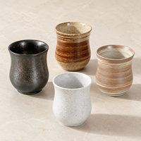 Tasse à café en céramique style rétro de luxe léger avec logo personnalisé, faite à la main, émaillée Yunomi 225ml, 4 couleurs d'émail, en grès, compatible lave-vaisselle