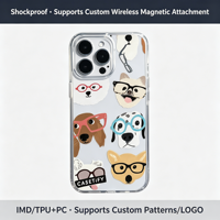 Coque Souple en TPU Transparent avec Motif Chiens Mignons de Différentes Races Portant des Lunettes, Housse de Téléphone Dessin Animé pour iPhone 17 16 15 14 13 Pro Max