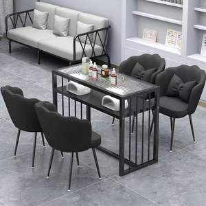 Nouvelle table à ongles de luxe moderne 2026, en marbre et fer, avec plateau en verre, modèles simple, double, triple et économique - Product Image 4