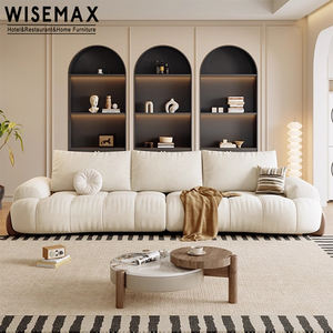 أثاث WISEMAX حديث ردهة فندق الشمال صالون مكتب منزلي أرجل خشبية أريكة قماش كريم مرطب لغرفة المعيشة - Product Image 5