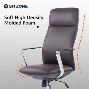 Sitzone produttore sedia da scrivania in pelle marrone Executive con ruote sedia da attesa in pelle reclinabile ergonomica in pelle nera Chai