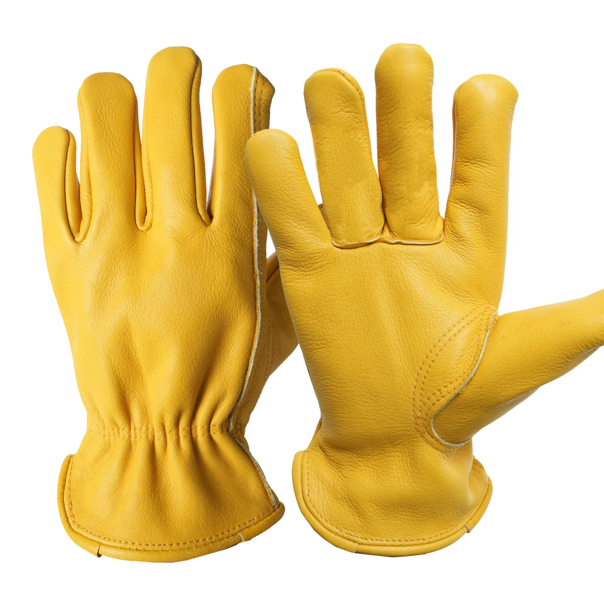 Gants de travail en cuir personnalisés avec logo en cuir de vachette jardinage conduite de camion gants de moto de soudage à usage intensif pour hommes et femmes