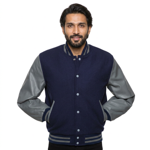 Veste universitaire unisexe OEM de haute qualité avec manches en laine, design baseball personnalisé, coupe-vent, imperméable, en toile vintage, pour l'hiver - Product Image 1
