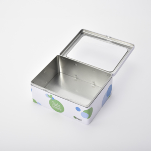 Diseño de caja de lata de regalo de Metal con ventana Rectangular con logotipo personalizado con cajas de Metal de categoría de divisor de plástico interior - Product Image 1