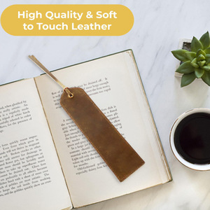 Cross-border retro crazy horse leather <b>bookmarks</b> are suitable for men and women, book lovers, and readers. Logos can be added. - Product Image 3