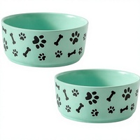 Bol en céramique pour chien de 5,5 pouces avec motif de patte d'os, plat pour nourriture et eau pour animaux de compagnie, assiettes d'alimentation pour petits chiens, chiots et chats