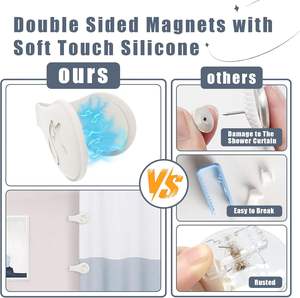 लाइनर स्व चिपकने वाला विंडप्रूफ स्प्लेश धारकों के लिए चुंबकीय सिलिकॉन शॉवर पर्दे क्लिप दीवार शॉवर पर्दे कीपर के लिए बंद - Product Image 3