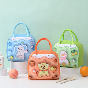 Sac à déjeuner isotherme 3D dessin animé pour enfants, petit sac bento en tissu Oxford, mignon, pour étudiants, boîte à lunch portable pour trajets domicile-travail et campus - Product Image 1