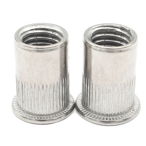 Tuerca de remache SS304 Tuerca de remache de cabeza plana de acero inoxidable Tuerca de remache de cabeza plana de grano recto chapada en zinc métrica/imperial moleteada - Product Image 4