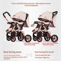 Poussette bébé légère pliable en métal à quatre roues, capacité de charge de 15 kg, position assise et couchée, amortissement des chocs, nouveau-né, grande taille