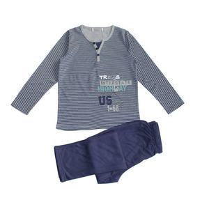 Pigiami da <span class=keywords><strong>uomo</strong></span> di lusso taglie forti di fabbrica con bottoni invernali termici <span class=keywords><strong>a</strong></span> <span class=keywords><strong>righe</strong></span> blu Navy - Product Image 6