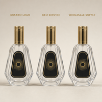 Flacon de parfum vide en verre 50 ml, bouchon octogonal doré, atomiseur rechargeable, flacon pulvérisateur de luxe, vente en gros, logo personnalisé OEM