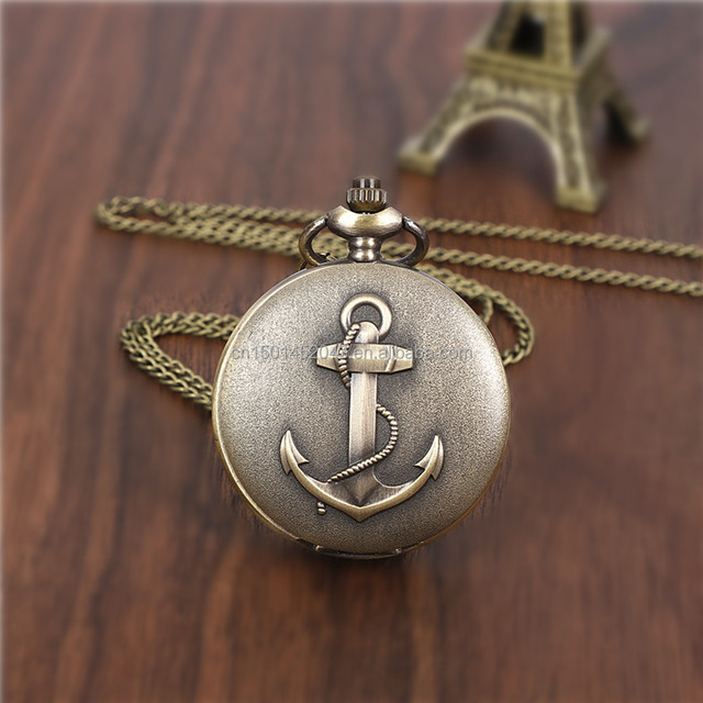 Antique Bronze-tone Quartz Pendant Watch Featuring an Antique-style Anchor Motif and a 47mm Dial.