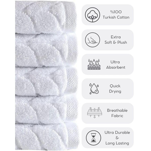 Juego de Toallas de Baño Rectangulares de Lujo, 100% Algodón Tejido, Hilo 16S, Color Sólido, Hipoalergénicas, Absorbentes y Duraderas, para Adultos, Hotel y Hogar - Product Image 6