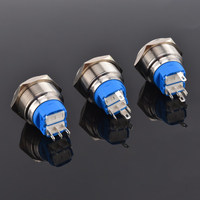 Botón Pulsador Momentáneo Electrónico de Aluminio y Acero Inoxidable de 25 mm, IP65 Impermeable, 5 Pines, 1NO1NC, 3A, Símbolo de Energía Verde Iluminado