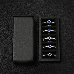 Caja de Joyería Azul de Lujo Ecológica FANXI, Caja Premium para Anillos de Cuero PU y Microfibra - Product Image 3