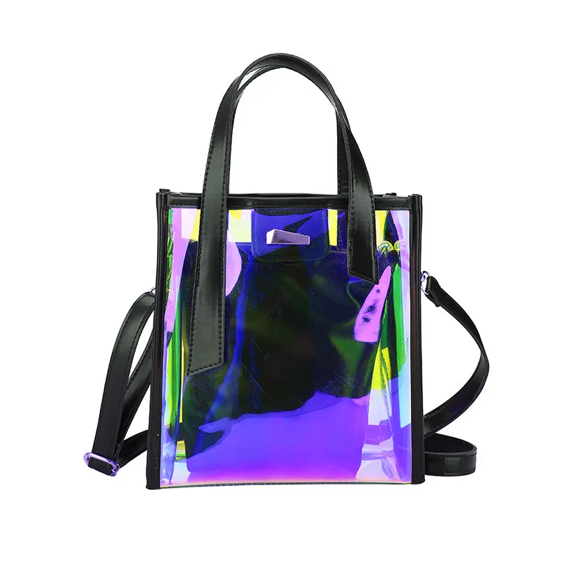 Recycled Clear Purse Handbags Ladies Women's Tote Bag Holographic TPU Shoulder Crossbody Bag Custom