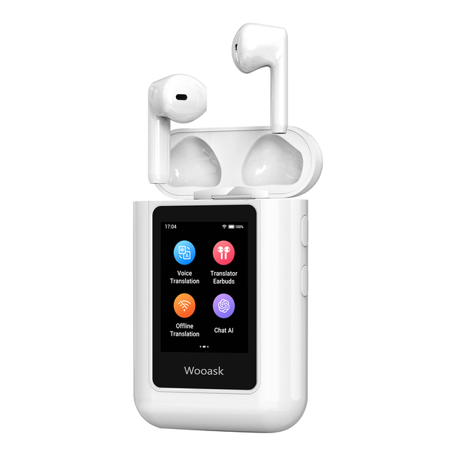 Wooask A8 Translator Earbuds,Innovative ChatGPT Translator Headphones with Touch Screen, Instant 144 Languages Translator Device