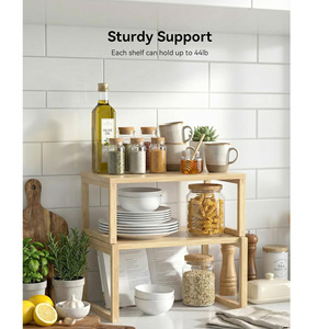 <b>Kitchen</b> Storage <b>Rack</b> 2 Tier Wooden Modern Minimalist Design For Organizers - Product Image 2