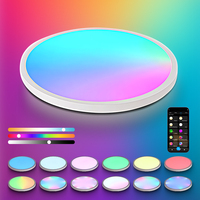 Plafonnier LED RGB intelligent pour maison connectée, télécommande via application, variateur d'intensité, lampe moderne à changement de couleur, montage en surface pour éclairage intérieur