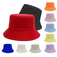 Grosir topi Bucket katun kustom topi musim panas pinggiran lebar atas datar luar ruangan untuk pria wanita Logo bordir putih untuk bersepeda kasual