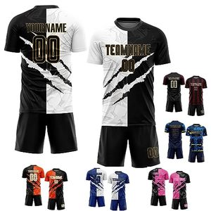 Conjunto de Camiseta de Fútbol Sublimada Personalizada para Hombre, Negra con Rayas Rojas, Absorbente de Humedad, Manga Corta, Cuello Redondo, Ropa Deportiva para Adultos - Product Image 6