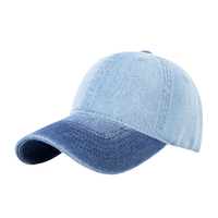 Casquette de baseball unisexe en denim lavé, coton doux, style vintage colorblock, réglable, à carreaux, tendance, protection solaire, vente en gros