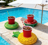 Support de canette flottant gonflable en PVC pour boissons, jouet de piscine pour fêtes à la plage, sous-verres de bar, piscine