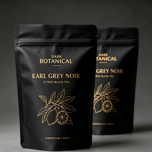 Sacchetto con Zip in Carta Kraft Biodegradabile con Rivestimento in PLA Personalizzato e Stampa in <span class=keywords><strong>Oro</strong></span> - Product Image 2