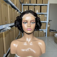 Perruque Bob 14A, Lace Front 5x5, Marron Élastique et Volumineux, Sans Lacet, Courte Bouclée Naturelle, Accessoire Cheveux Courts